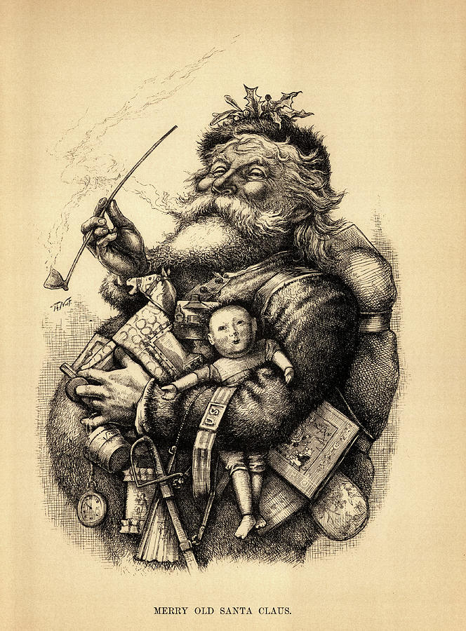 Merry Old Santa Claus, 1881 Painting by Thomas Nast - Pixels