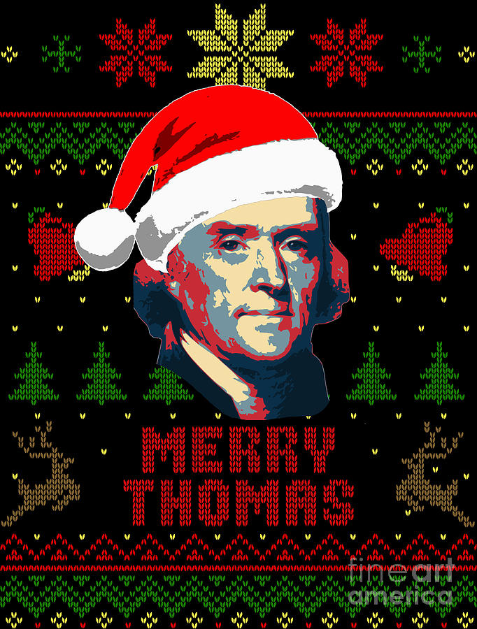 Merry Thomas Jefferson Christmas Digital Art by Filip Schpindel