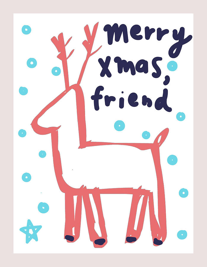 Merry xmas reindeer Digital Art by Ashley Rice