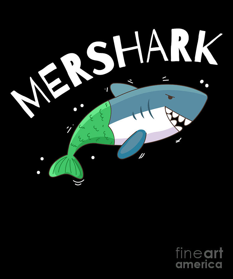 Mershark Funny Mermaid Shark Gift For Shark Lovers Design Drawing by Noirty  Designs - Pixels