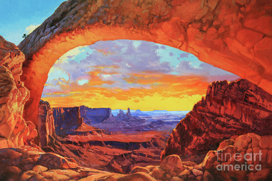 Mesa Arch Sunrise 1 Painting by Gary Kim