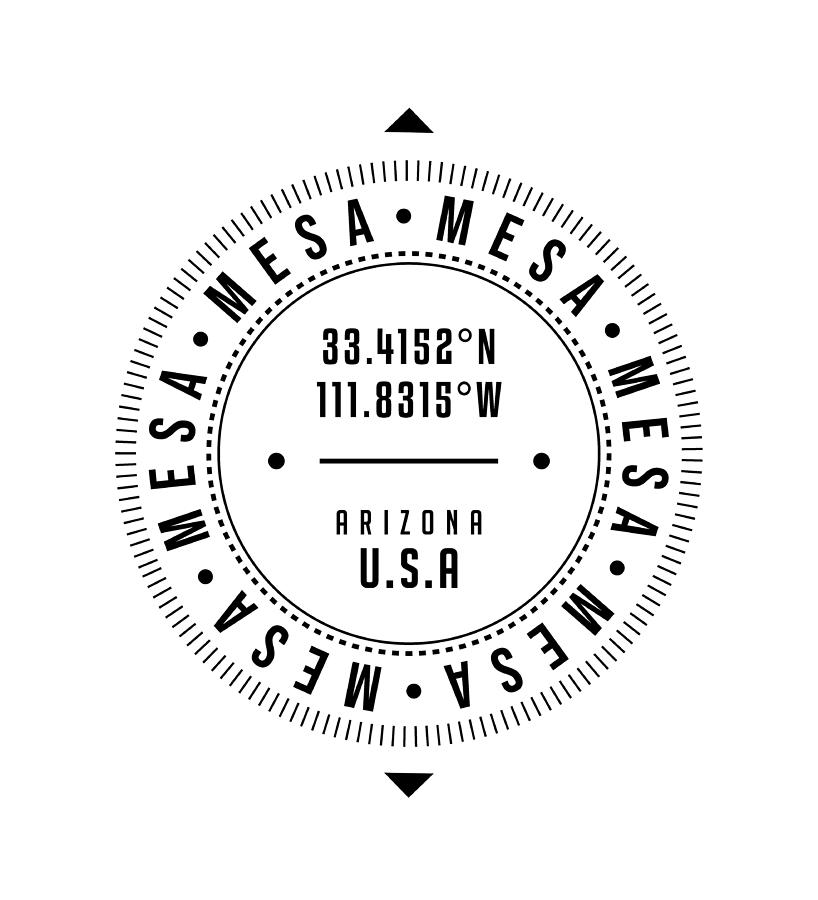 Mesa, Arizona, USA - 1 - City Coordinates Typography Print - Classic, Minimal Digital Art by Studio Grafiikka