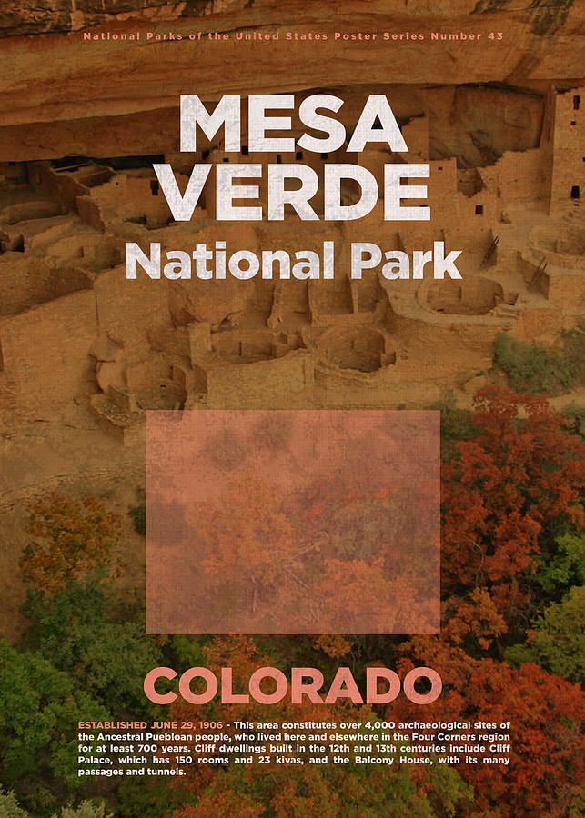 National Parks Mixed Media - Mesa Verde National Park in Colorado Travel Poster Series of National Parks Number 43 by Design Turnpike