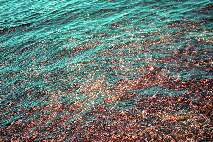 Mesmeric Layers And Patterns - Undersea In Rich Teal Turquoise Burnt Sienna And Umber Hues Photograph