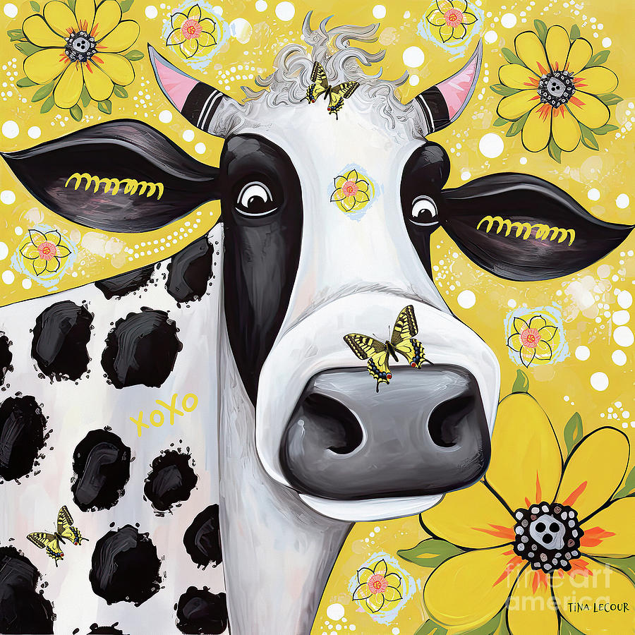 Farm Animals Painting - Mesmerized By The Butterfly by Tina LeCour