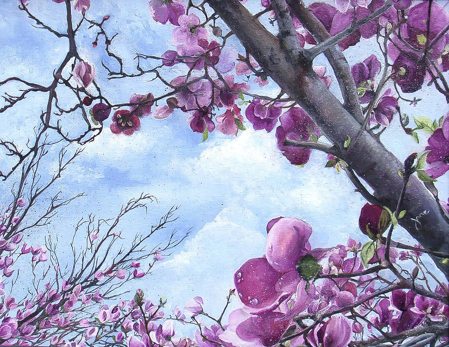 Spring Flowers Painting - Mesmerizing Magnolia Trees by Nila Jane Autry