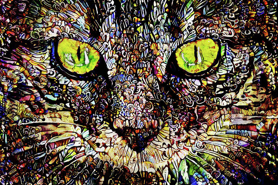Mesmerizing Tabby Cat Portrait Digital Art by Peggy Collins
