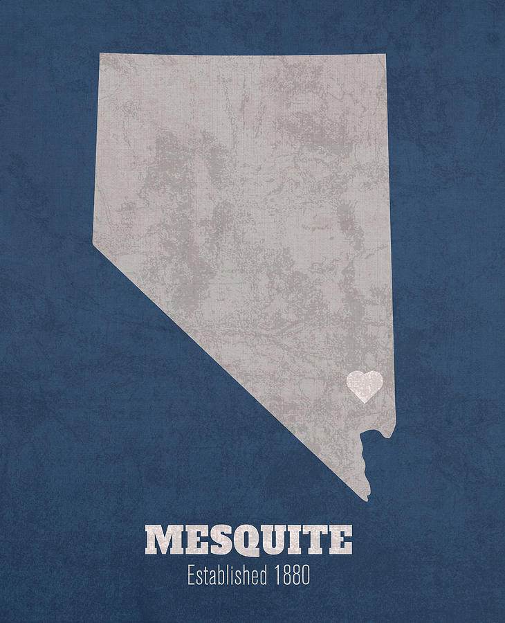 Mesquite Nevada City Map Founded 1880 University of Nevada Color ...