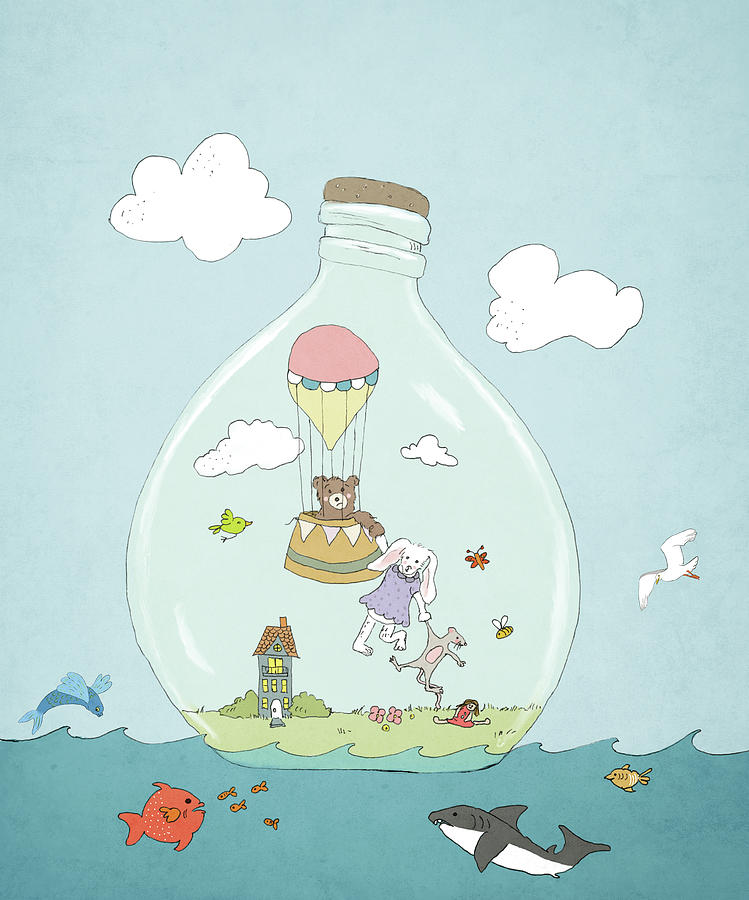 Message In A Bottle Drawing by Roberta Murray Message In A Bottle Drawing by Roberta Murray