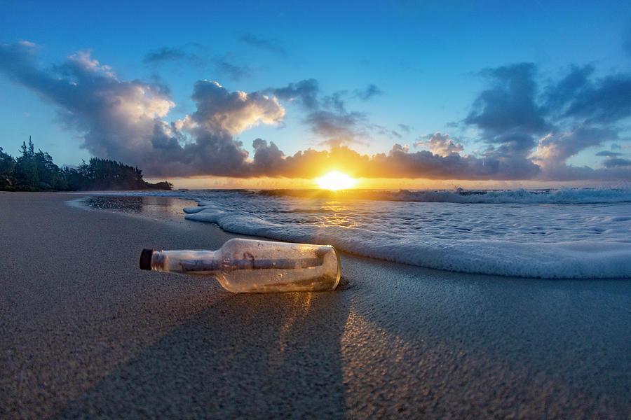 Beach Photograph - Message In A Bottle by Sean Davey