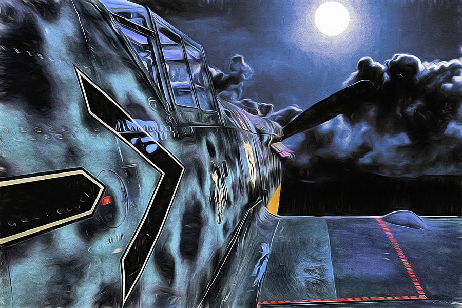 Messerschmidt ME-109 in the Moonlight Digital Art by JC Findley