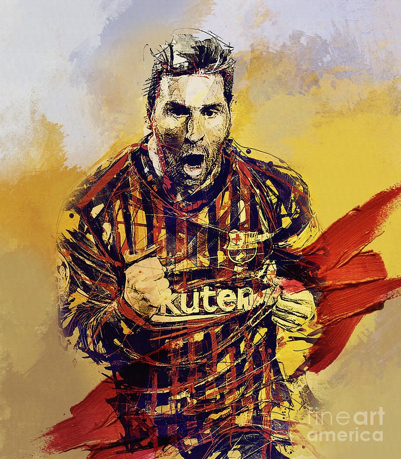 Messi in Aggression  Painting by Gull G
