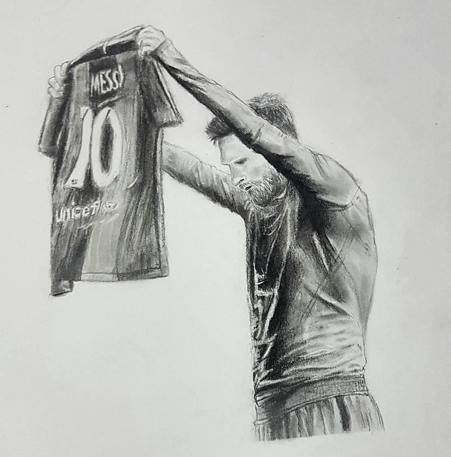 Messi Drawing by Mohamed Saheb - Pixels