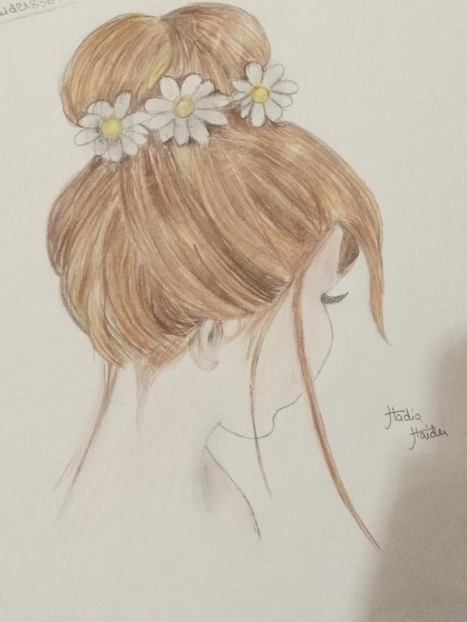 messy bun color pencil sketch | i'm a Malaysian . I'm 18 and… | Flickr