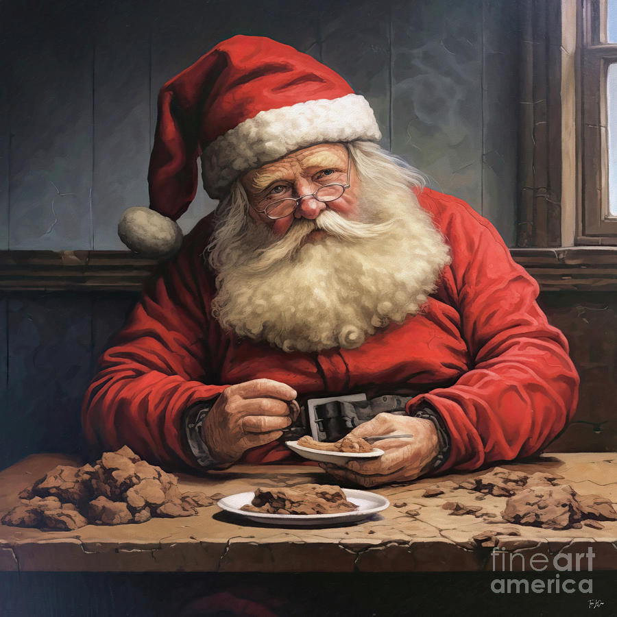 Messy Santa Painting by Tina LeCour
