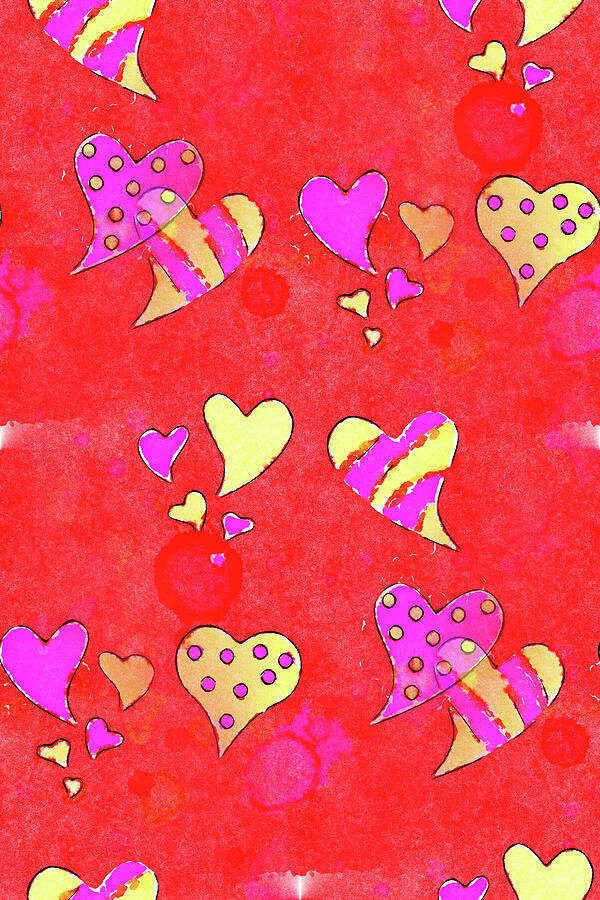 Messy Watercolor Hearts   Digital Art by Shelli Fitzpatrick
