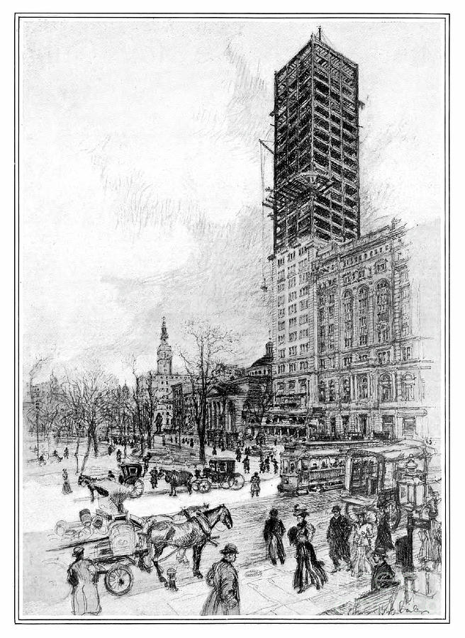 Met Life Tower, 1908 Drawing by Vernon Howe Bailey