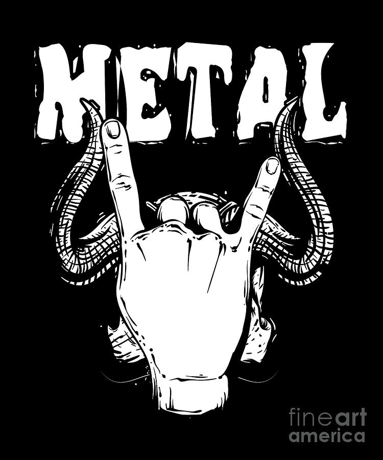 Death Metal Digital Art - Metal Hand Sign Metalcore Heavy Metal Hard Rock Music Lovers Blues Funk Band Gift by Thomas Larch