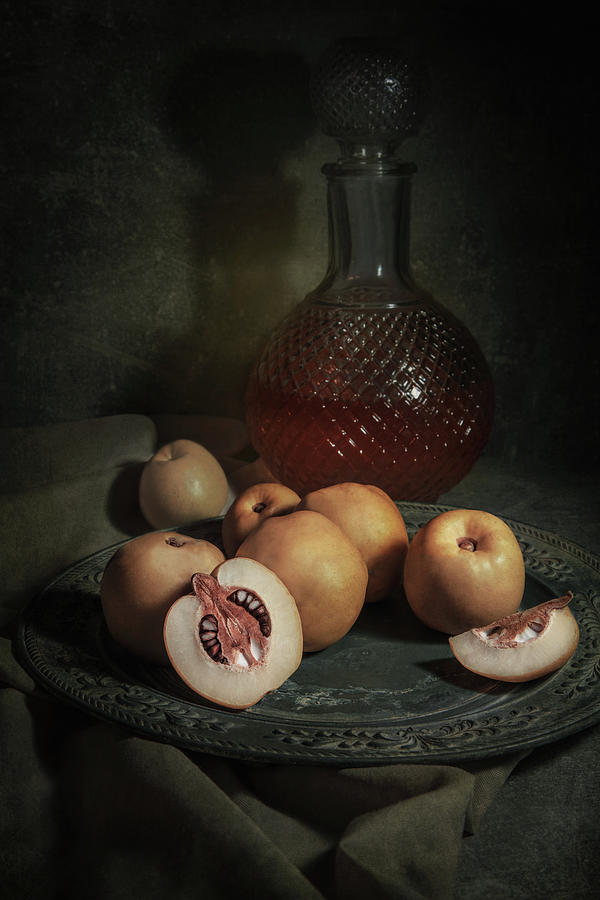 Still life with yellow ripe quinces Photograph by Jaroslaw Blaminsky