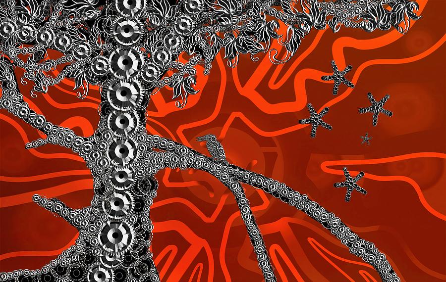 Metallic Moment Kingfisher Mangrove And The Southern Cross Digital Art by Joan Stratton