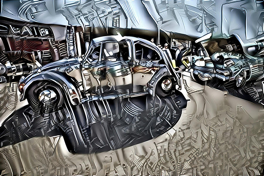 Metallic Siler Volkswagen Digital Art by Cathy Anderson