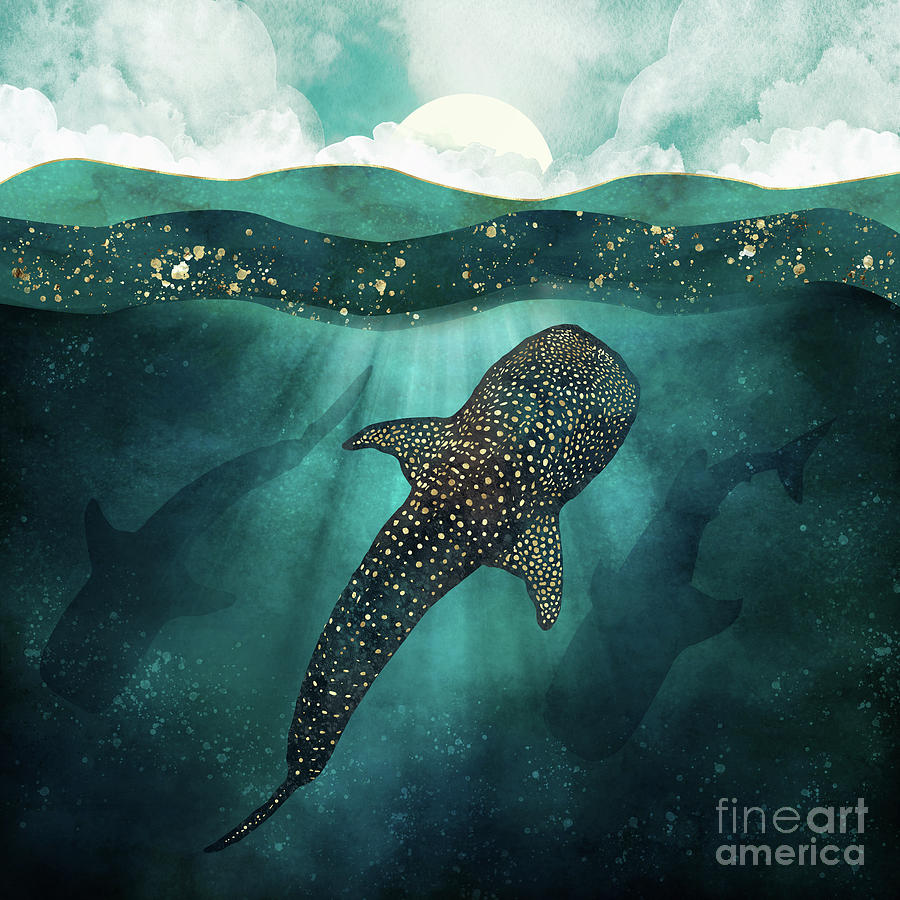 Nature Digital Art - Metallic Whale Shark by Spacefrog Designs