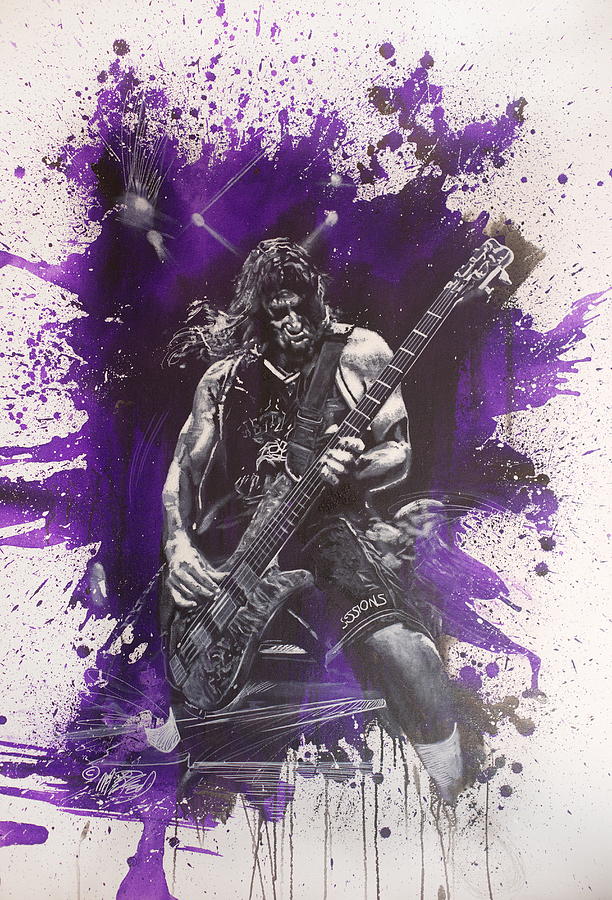 Metallica - Robert Trujillo in Purple Painting by Michael Andrew Law Cheuk Yui