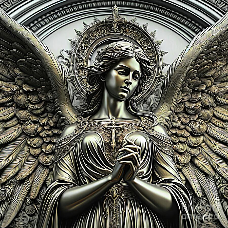 Metalwork Style Angel Expressionist Effect Digital Art by Rose Santuci ...