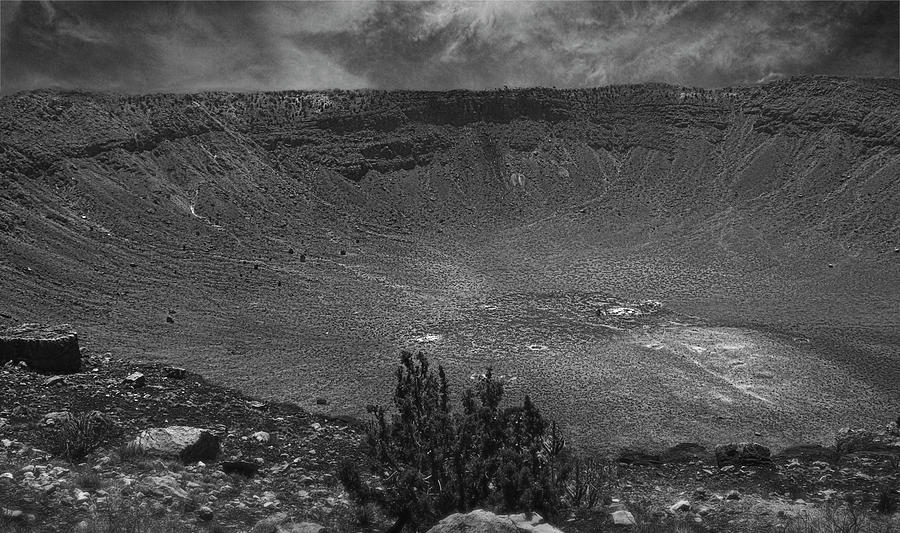 Meteor Crater Arizona BW Photograph by Bob Pardue