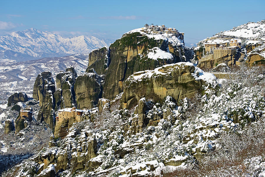 Meteora Monasteries in Winter Photograph by Sean Hannon