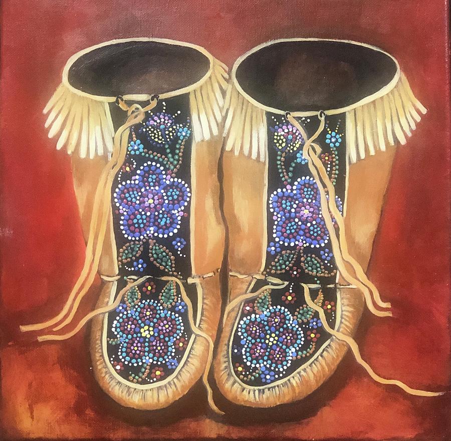 Metis Mukluks Painting by Sherry Leigh Williams