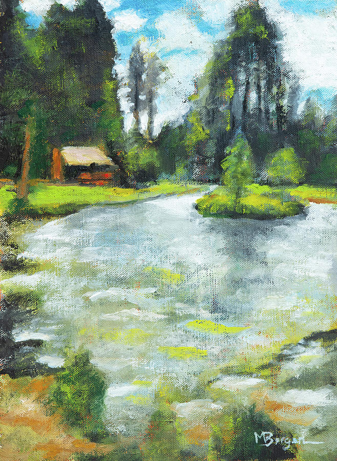 Metolius River at Camp Sherman Painting by Mike Bergen