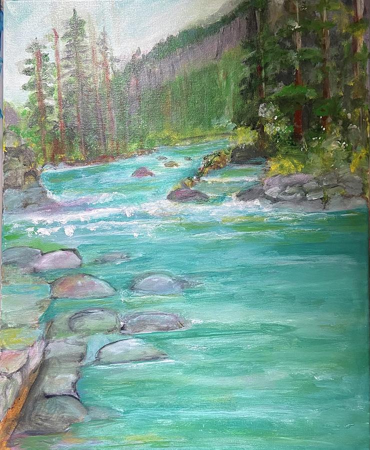 Metolius River Painting by Denice Palanuk Wilson