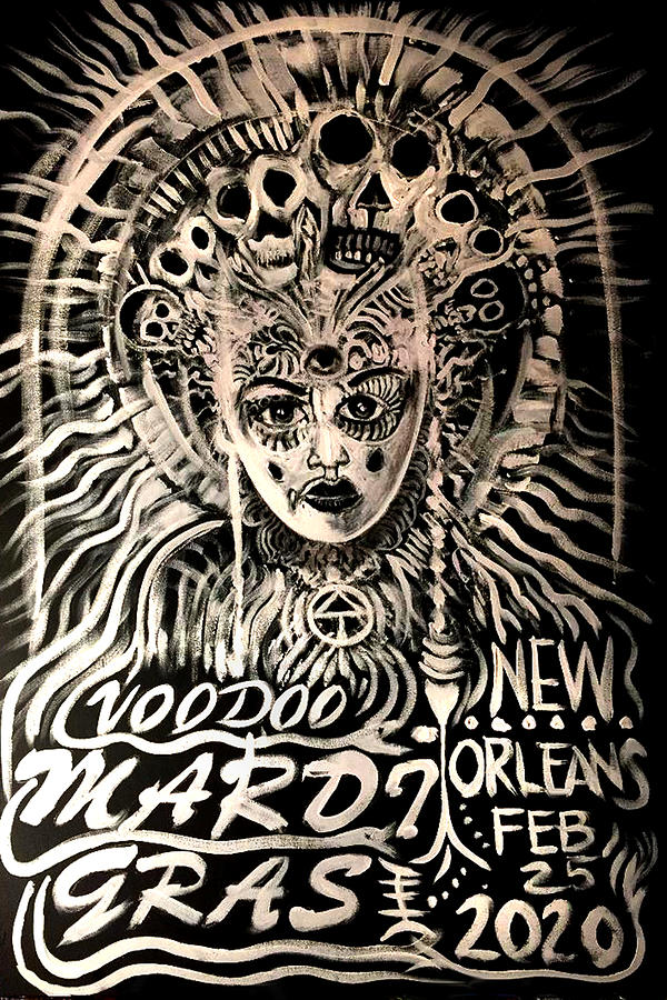 Metropolis Voodoo Mardi Gras 2020 Painting by Amzie Adams
