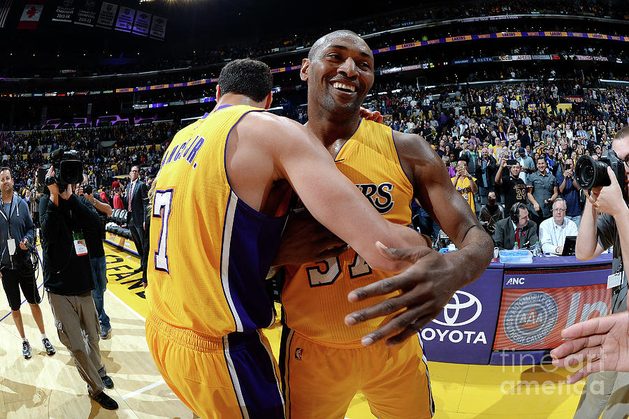 Metta World Peace and Larry Nance Photograph by Andrew D. Bernstein Metta World Peace and Larry Nance Photograph by Andrew D. Bernstein