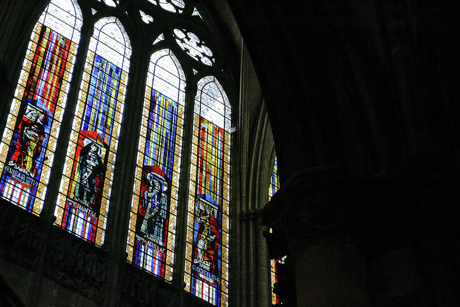Metz Cathedral Panes of Saints Photograph by Nadalyn Larsen