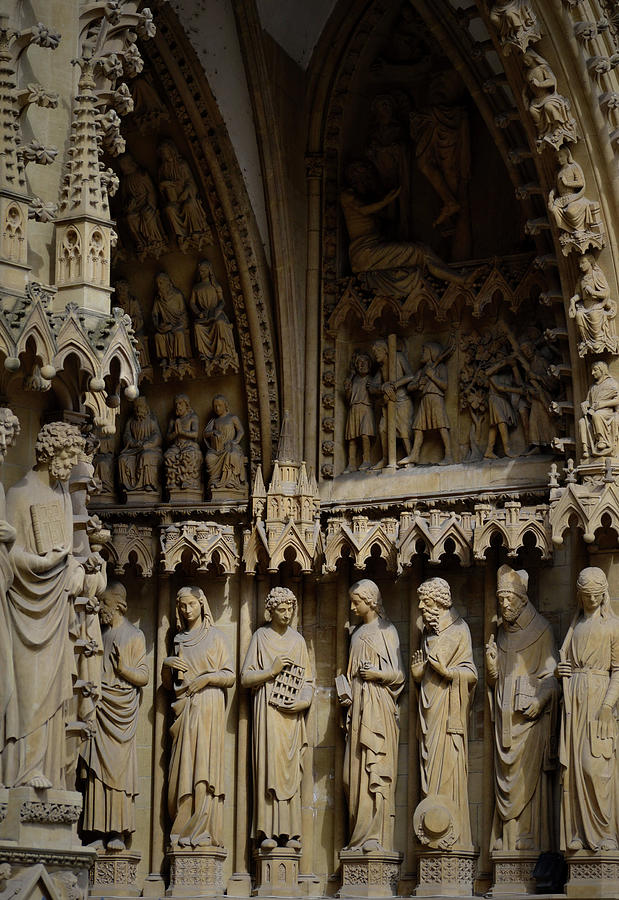 Metz Cathedral Statues Await the Seekers Photograph by Nadalyn Larsen