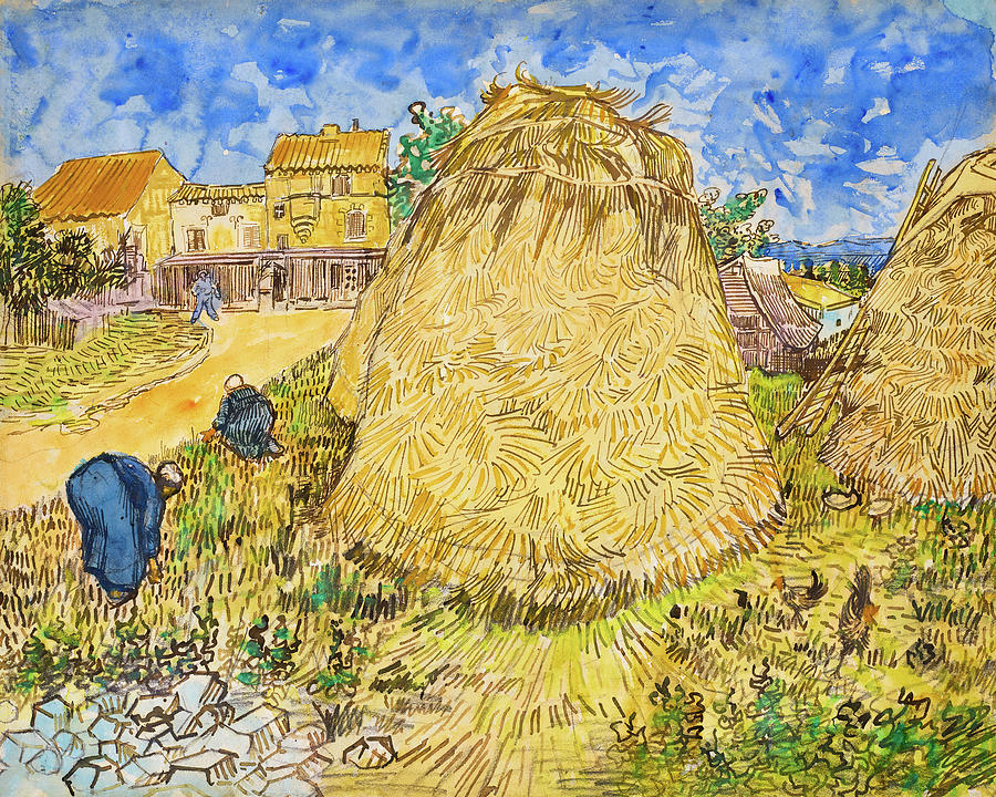 Meules De Ble Wheat Stacks Painting By Vincent Van Gogh Fine Art America