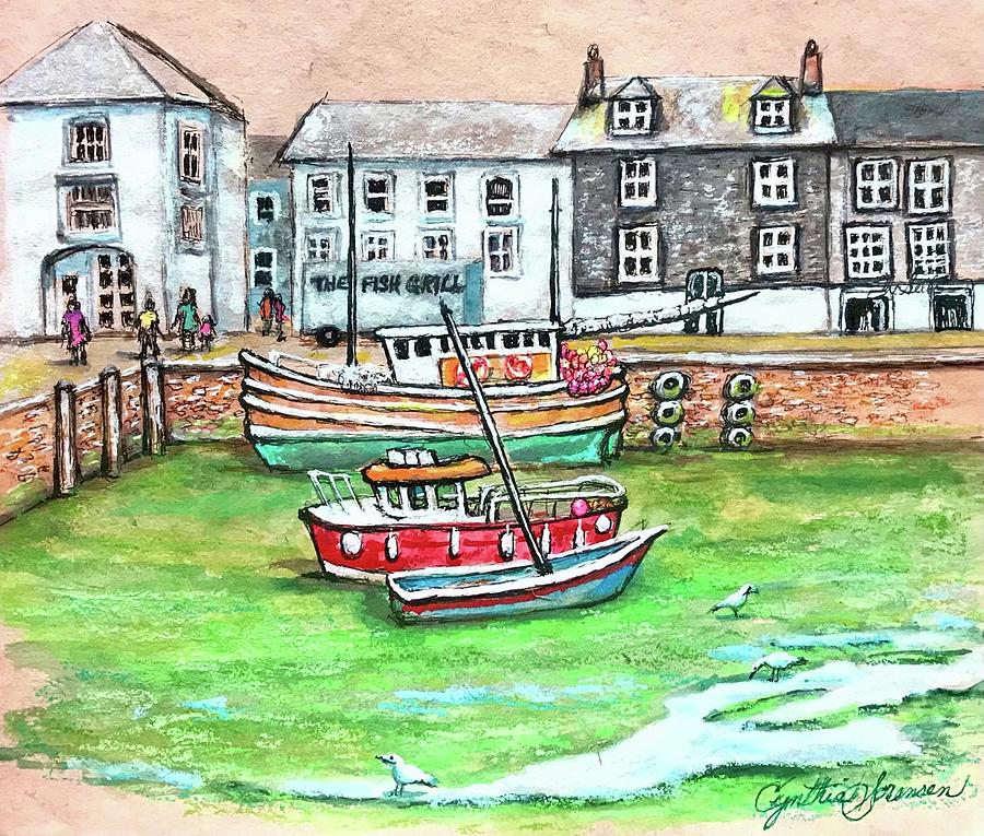 Mevagissey Harbor Painting by Cynthia Sorensen