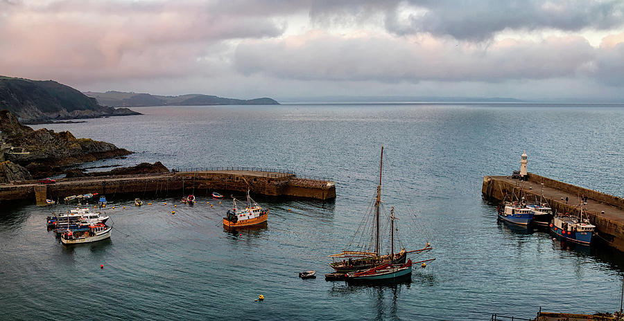 Mevagissey Harbour at Sunset Photograph by Shirley Mitchell