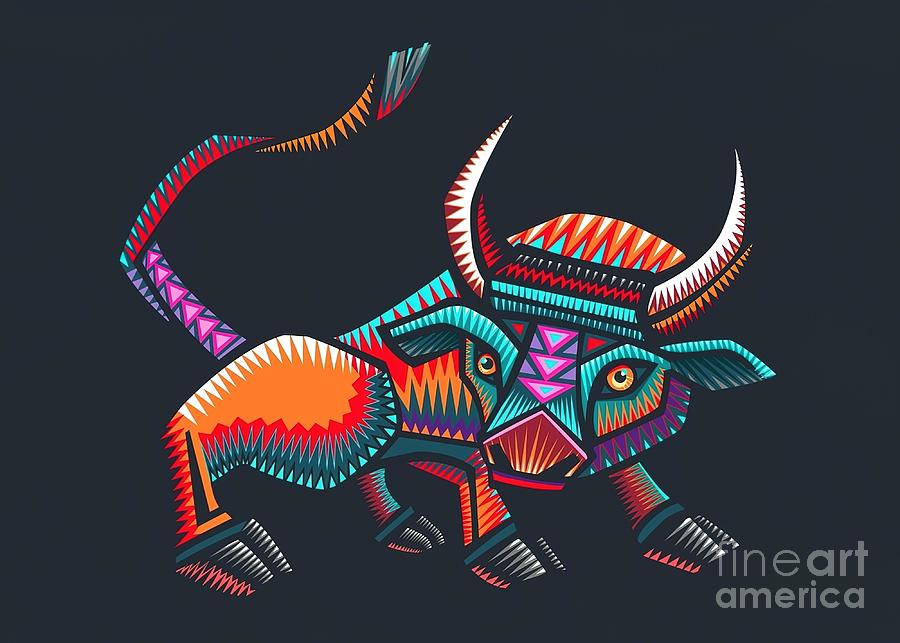 Mexican bull hand drawn illustration Painting by Colin Dean - Fine Art ...