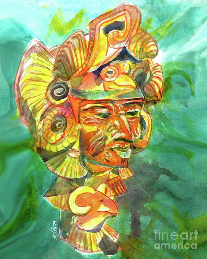 Old Mexico Painting - Mexican Clay Mask by Michele B Naquaiya