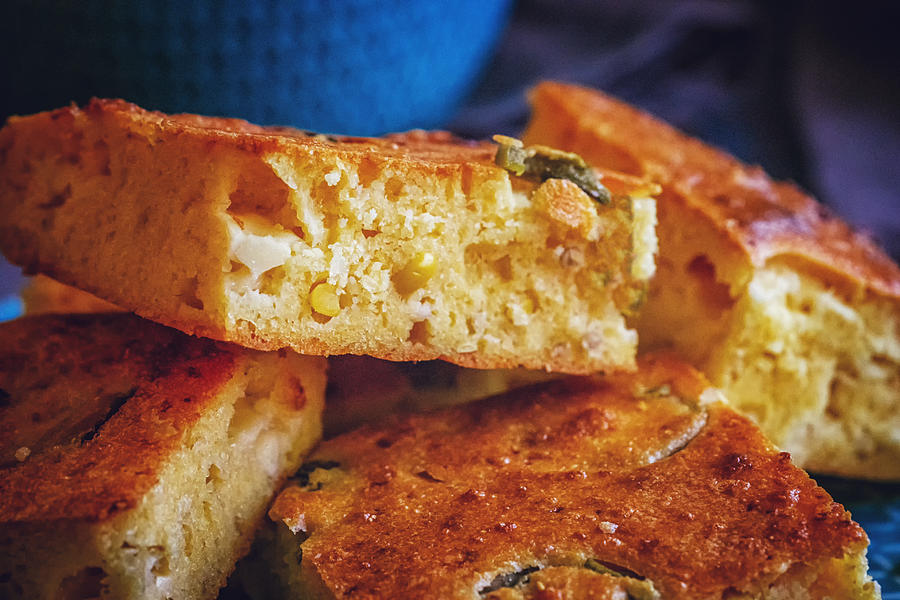 Mexican Corn Bread with Fresh Corn and Jalapenos Photograph by GMVozd