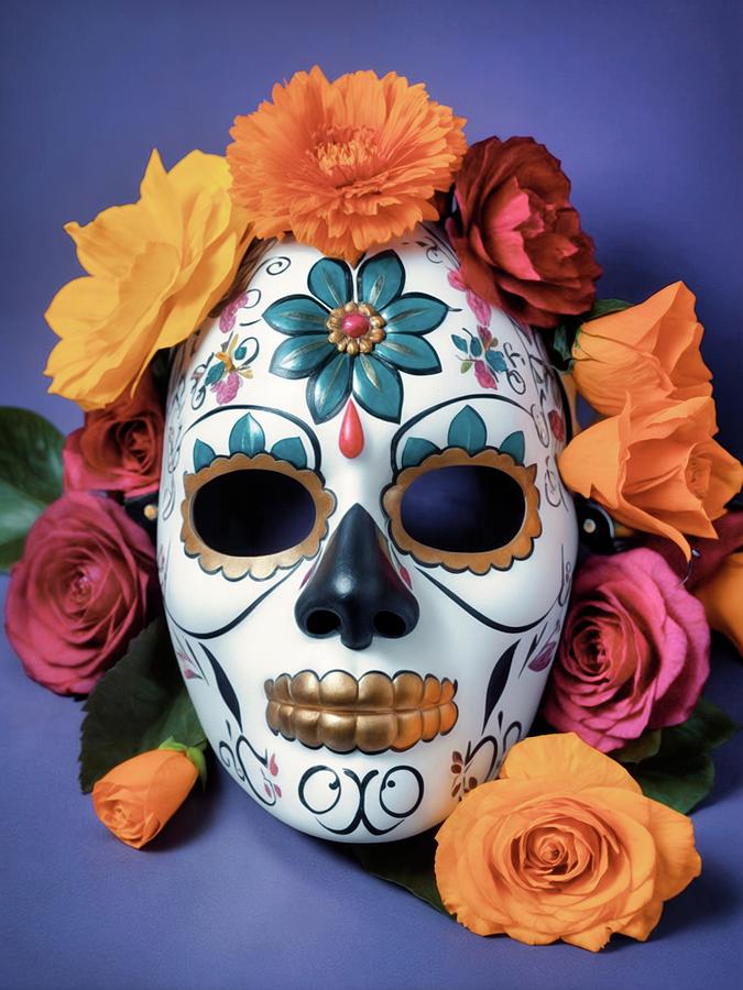 Dia De Los Muertos Digital Art - Mexican Dia de los Muertos Mask - Eternal Celebration by Samuel HUYNH