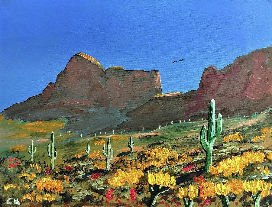 Mexican Gold Poppy Bloom at Picacho State Park, Arizona Painting by Chance Kafka