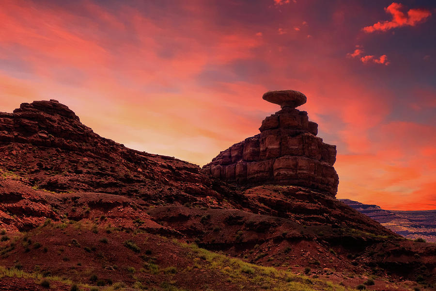 Mexican Hat Rock Formation in Sunset Photograph by John Twynam