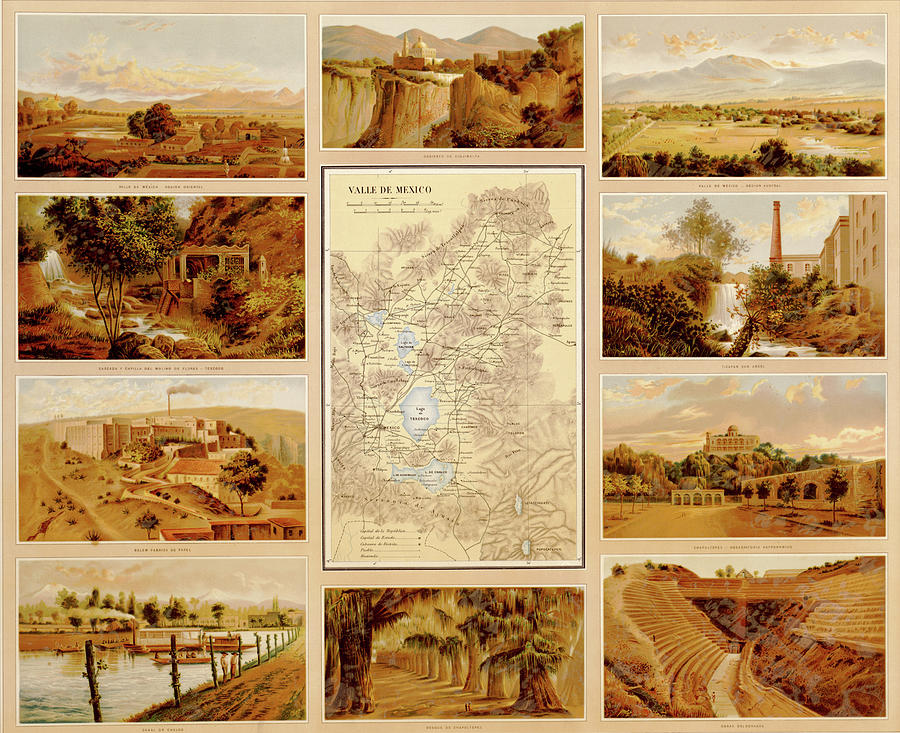Map Drawing - Mexican Landscapes by Vintage Maps