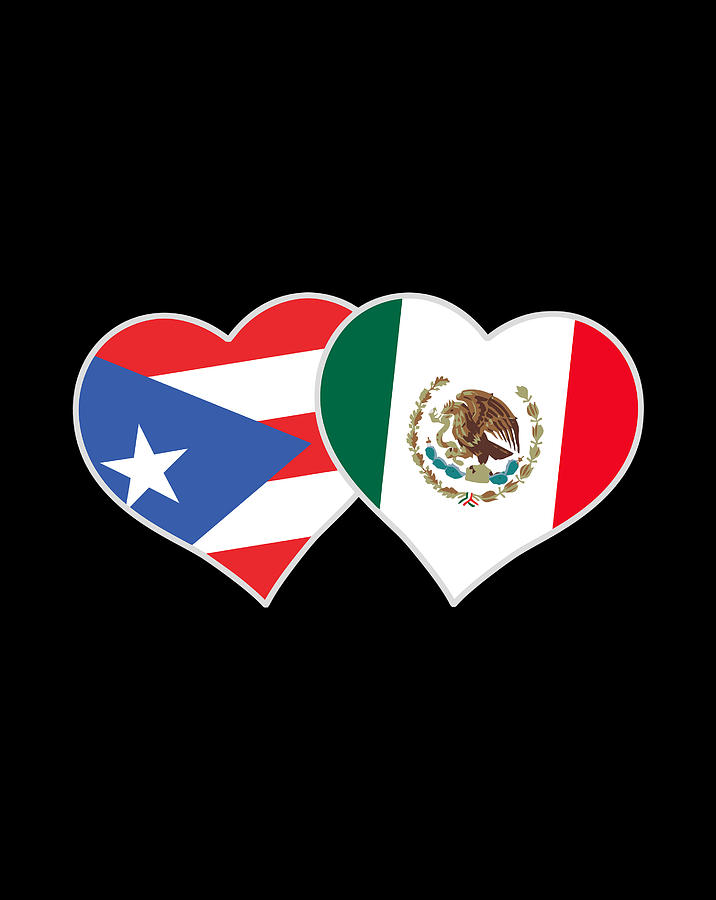 Mexican Puerto Rican Flag Mexirican Mexico Puerto Rico Heart Drawing By Grace Hunter