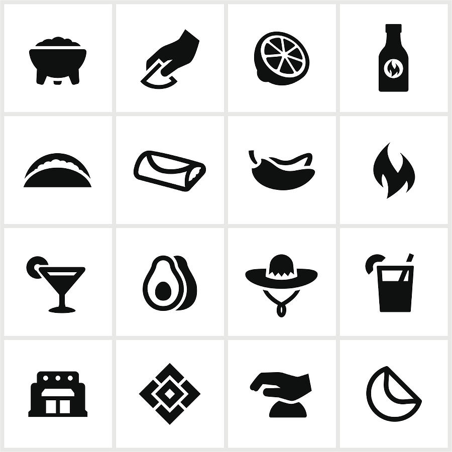 Mexican Restaurant Icons Drawing by Appleuzr