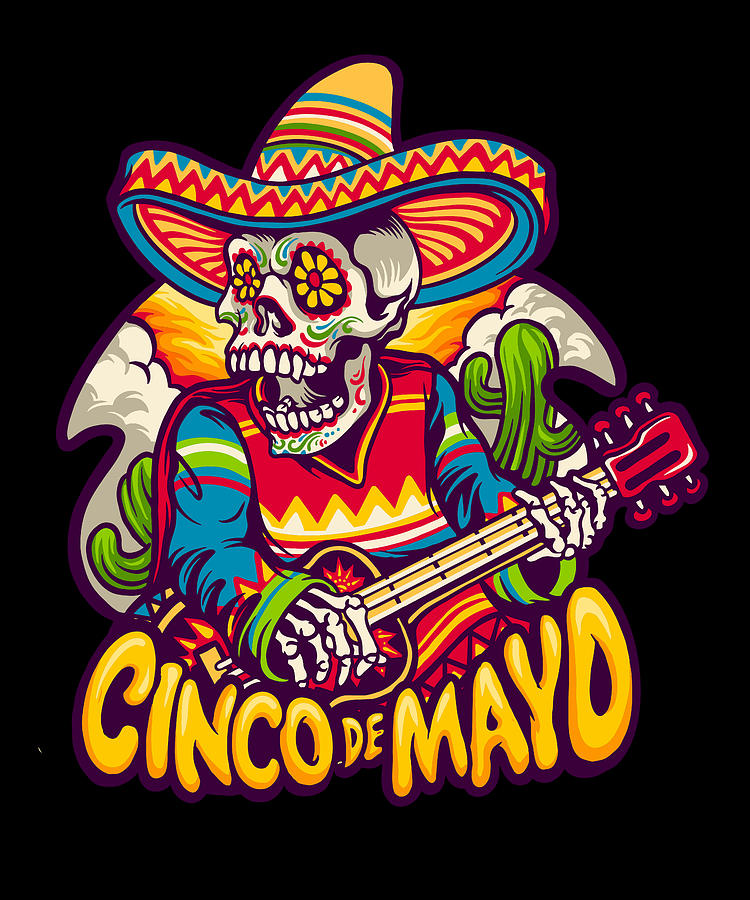 Mexican Skeleton Playing Guitar, Cinco De Mayo Digital Art by Abhishek ...